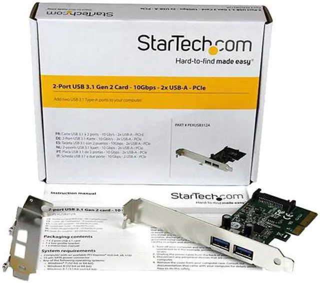 Alt view image 5 of 5 - StarTech.com 2 Port USB 3.1 Gen 2 (10Gbps) PCI Express Card - 2x USB-A - PCIe USB 3.1 Card with Type-A - Supports UASP
