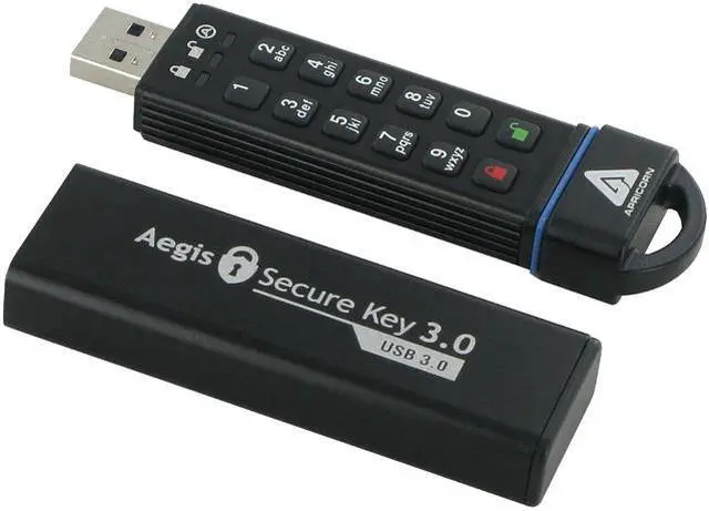 Main image of Apricorn Aegis Secure Key 240GB FIPS 140-2 Level 3 Validated USB 3.0 Flash Drive with PIN Access 256bit AES Encryption ASK3-240GB