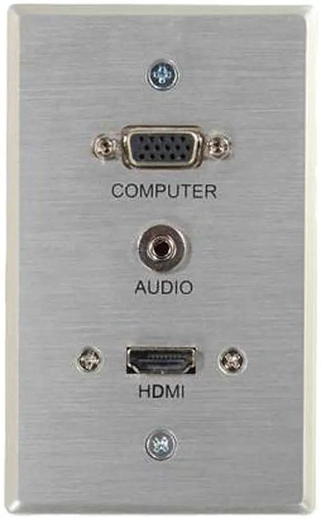 Alt view image 2 of 6 - C2G 60144 HDMI, VGA, 3.5mm Stereo Pass Through Single Gang Wall Plate, Aluminum