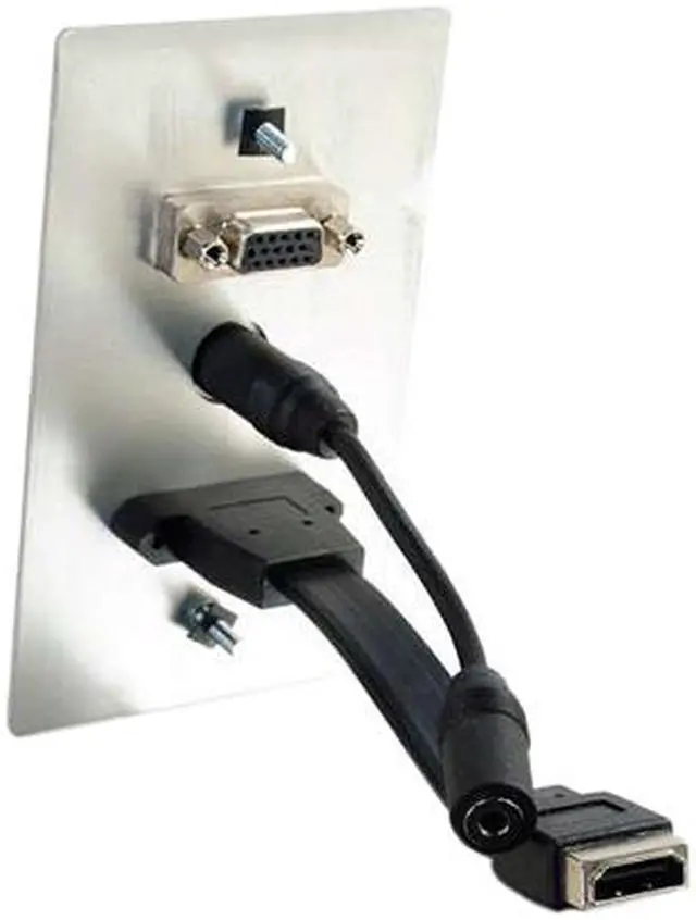 Alt view image 3 of 6 - C2G 60144 HDMI, VGA, 3.5mm Stereo Pass Through Single Gang Wall Plate, Aluminum