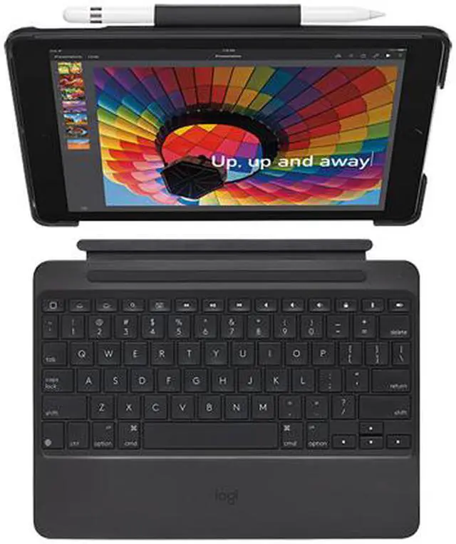Alt view image 2 of 4 - Logitech Slim Combo Keyboard/Cover Case iPad (2017), iPad (2018) - Black