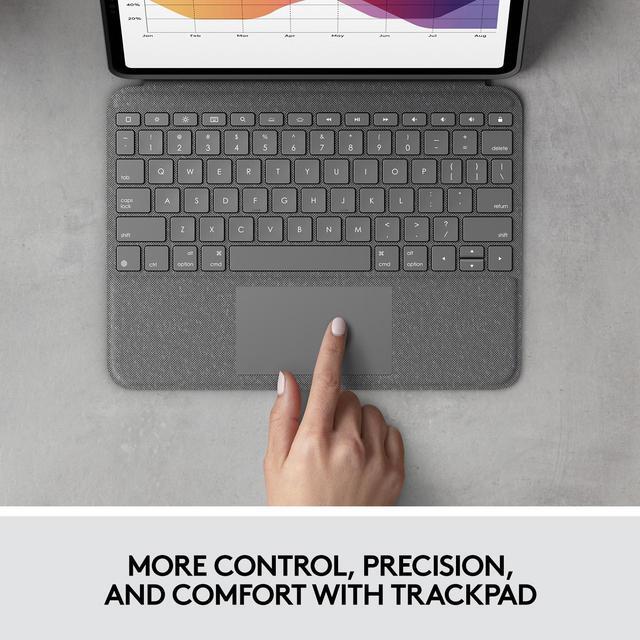 Alt view image 2 of 8 - Logitech Folio Touch Keyboard Case with Trackpad and Smart Connector for iPad Air 11-inch (M2), iPad Air (4th & 5th gen) with High-precision Trackpad