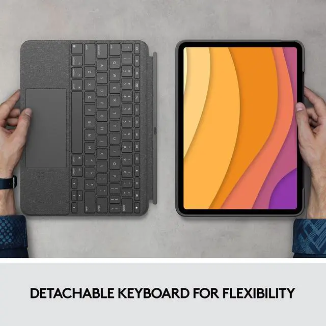 Alt view image 5 of 9 - Logitech Combo Touch iPad Air (4th, 5th gen - 2020, 2022) Keyboard Case - Detachable Backlit Keyboard with Kickstand, Trackpad, Smart Connector