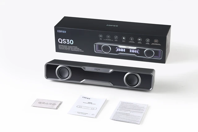 Alt view image 2 of 4 - Edifier QS30 Bluetooth Tabletop Soundbar with Halo lights (Black)