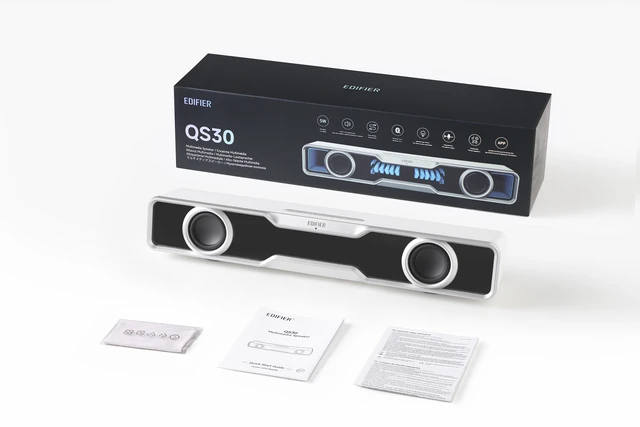 Alt view image 2 of 4 - Edifier QS30 Bluetooth Tabletop Soundbar with Halo lights (White)