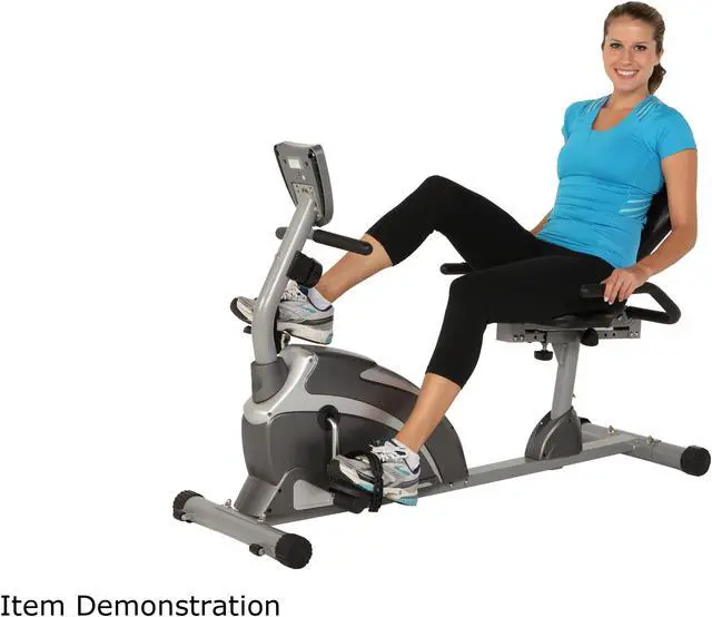 Alt view image 2 of 9 - Exerpeutic Heavy Duty Magnetic Recumbent Bike with Pulse