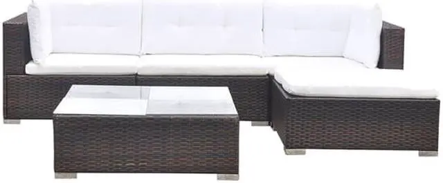 Alt view image 2 of 3 - vidaXL Garden Sofa Set 14 Pieces Poly Rattan Brown