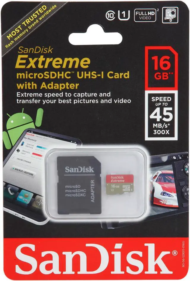 Alt view image 5 of 5 - SanDisk Extreme 16GB Micro SDHC UHS-1/Class 10 Flash Memory