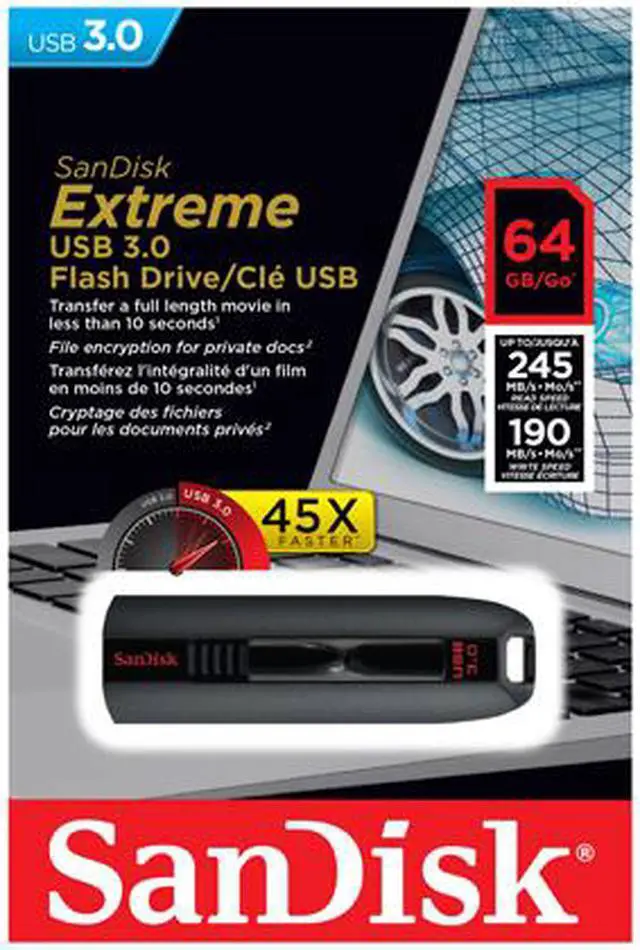 Alt view image 4 of 4 - SanDisk 64GB Extreme CZ80 USB 3.0 Flash Drive, Speed Up to 245MB/s (SDCZ80-064G-GAM46)
