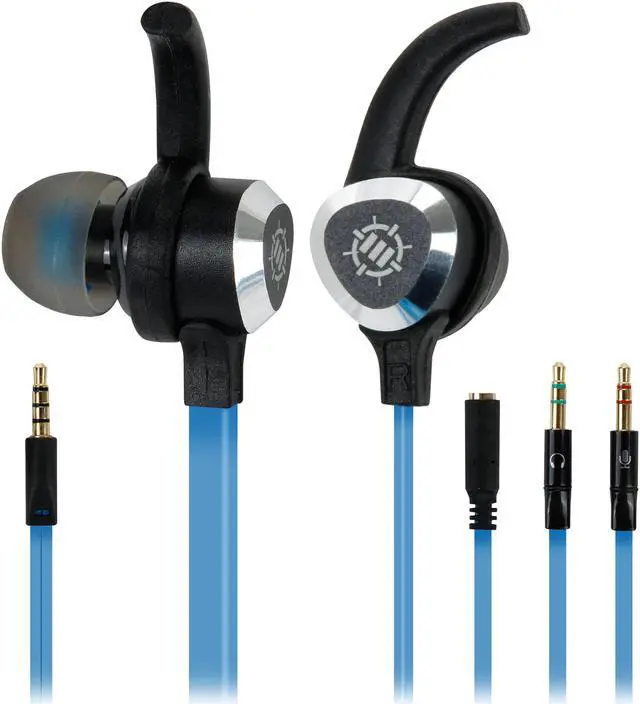 Alt view image 2 of 10 - ENHANCE PC Gaming Earbuds Mobile Headset with Vibration & Microphone for PC, PS4, Xbox One, Nintendo Switch & More by - Full Metal Housings, Noise Isolating, In Ear Hooks, & Tangle Free Cable