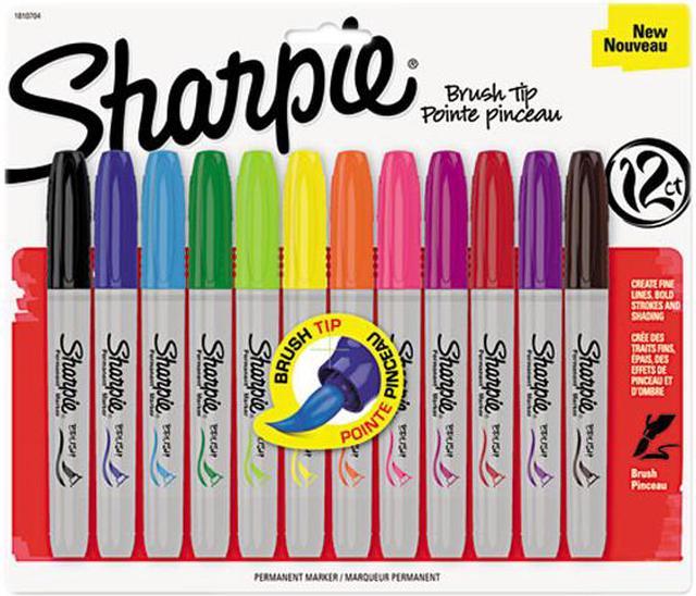 SANFORD 1810701 Sharpie® Brush Tip Permanent Marker, Brush Tip, Assorted,  4/Set