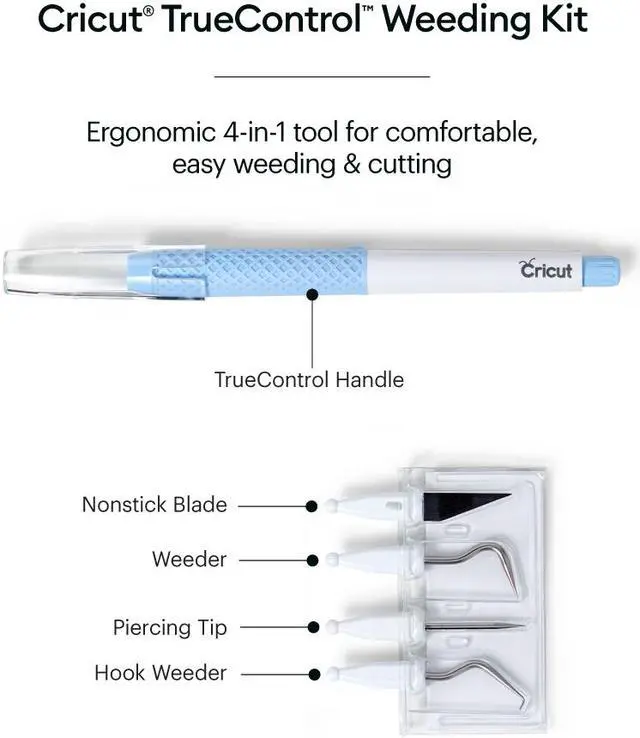 Alt view image 3 of 5 - Cricut TrueControl Weeding Kit Blue | 1 Handle + 3 Weeding tips + 1 Razor-sharp blade 2007803