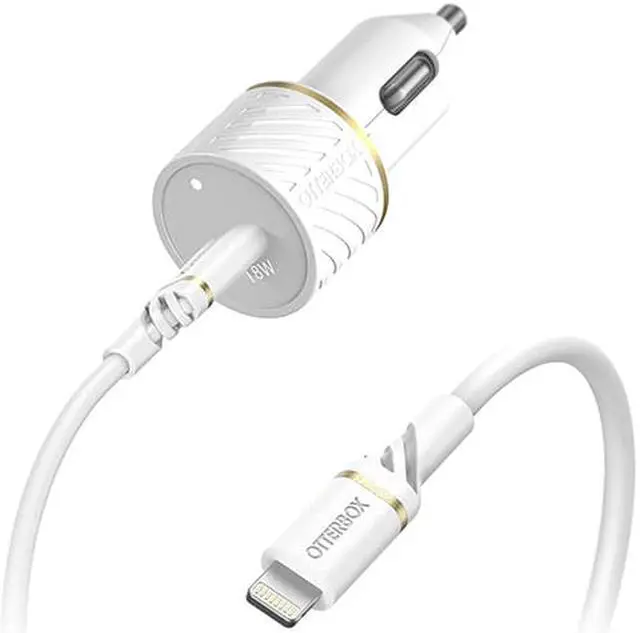 Main image of OtterBox Lightning to USB-C Fast Charge Car Charging Kit - 18W - White