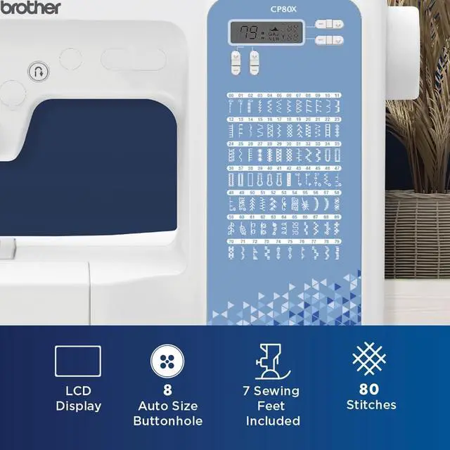 Alt view image 8 of 8 - Brother CP80X Computerized Sewing Machine with Preview Quilt Software Bundle, Durable Metal Frame Construction, 80 Built-In Stitches and Smaller Free Arm