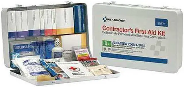 Alt view image 2 of 2 - First Aid Kit, Kit, Metal Case Material, Industrial, 50 People Served Per Kit