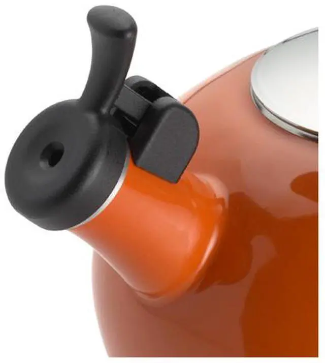 Alt view image 2 of 3 - Rachael Ray 1.5-qt. Porcelain Enamel Curve Tea Kettle, Orange
