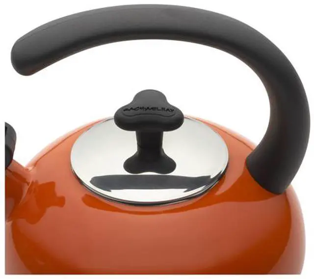 Alt view image 3 of 3 - Rachael Ray 1.5-qt. Porcelain Enamel Curve Tea Kettle, Orange
