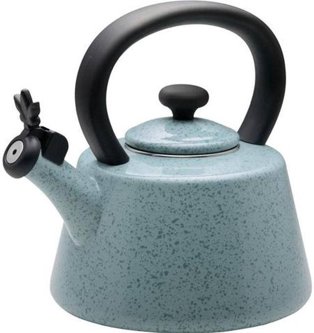 Paula Deen Signature Speckled Dark Orange Enamel Tea Kettle Pot Stove Top-F