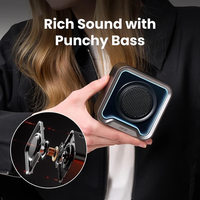 Alt view image 5 of 9 - Edifier QS20 Bluetooth Portable Speaker - IP67 Waterproof - Ambient Light (Black)