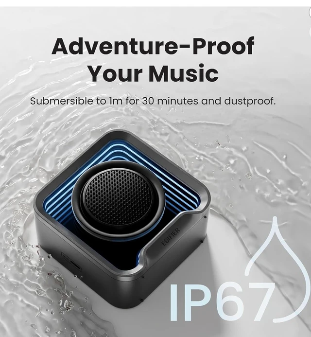 Alt view image 3 of 9 - Edifier QS20 Bluetooth Portable Speaker - IP67 Waterproof - Ambient Light (Black)