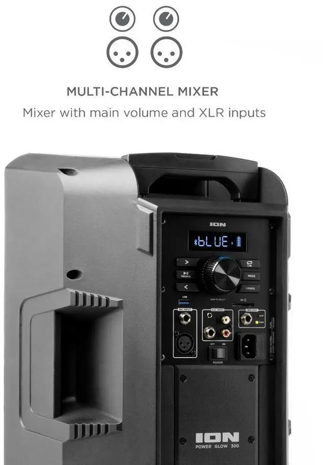 Alt view image 12 of 13 - ION IPA118A Power Glow 300 Battery-Powered Bluetooth 5.0 Portable Speaker System with Lights (Black)