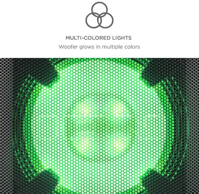 Alt view image 13 of 13 - ION IPA118A Power Glow 300 Battery-Powered Bluetooth 5.0 Portable Speaker System with Lights (Black)