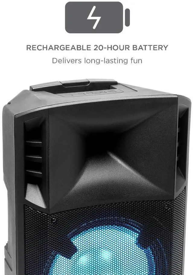 Alt view image 8 of 13 - ION IPA118A Power Glow 300 Battery-Powered Bluetooth 5.0 Portable Speaker System with Lights (Black)