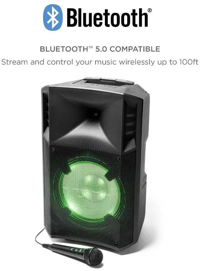Alt view image 5 of 13 - ION IPA118A Power Glow 300 Battery-Powered Bluetooth 5.0 Portable Speaker System with Lights (Black)