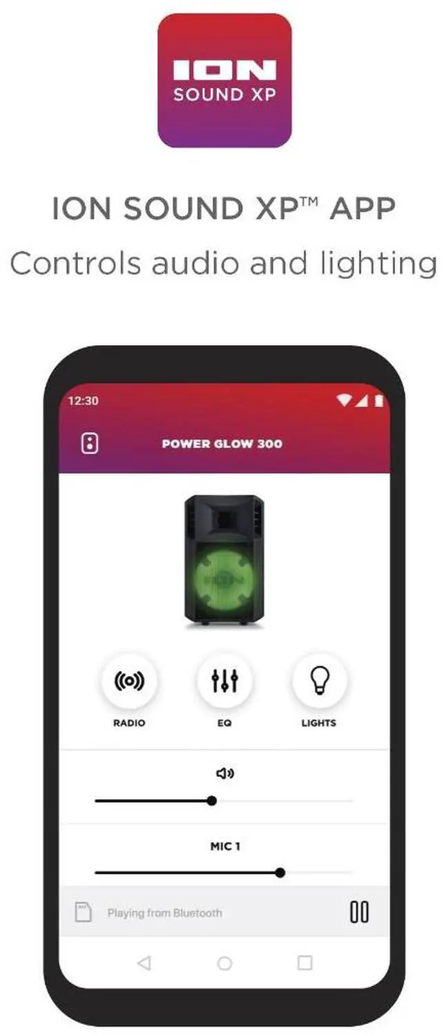 Alt view image 4 of 13 - ION IPA118A Power Glow 300 Battery-Powered Bluetooth 5.0 Portable Speaker System with Lights (Black)
