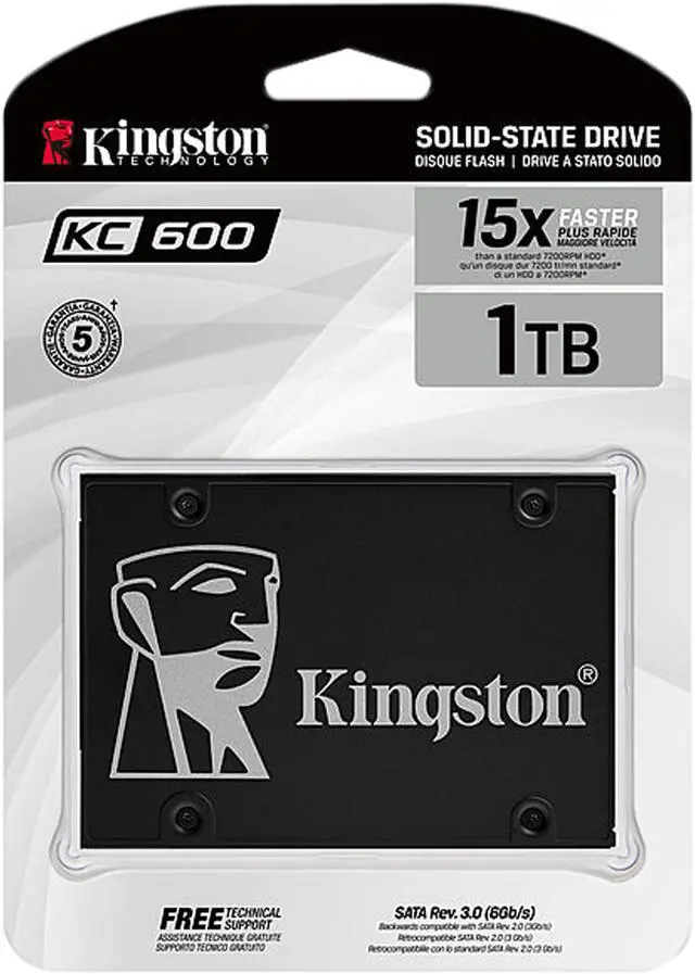 Alt view image 5 of 8 - Kingston - SKC600/1024G - Kingston KC600 1 TB Solid State Drive - 2.5 Internal - SATA (SATA/600) - Desktop PC, Notebook