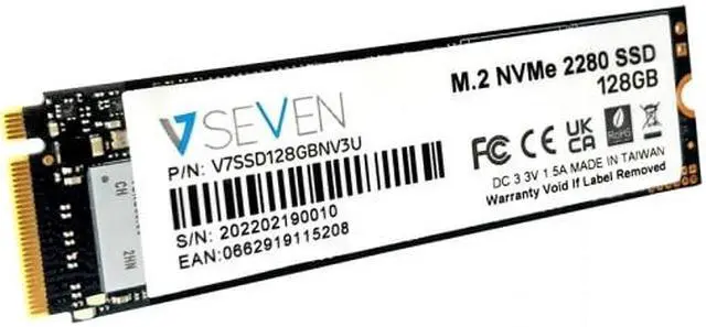 Alt view image 2 of 4 - V7 128GB NVME GEN3X4 M.2 NVME 3D TLC SSD