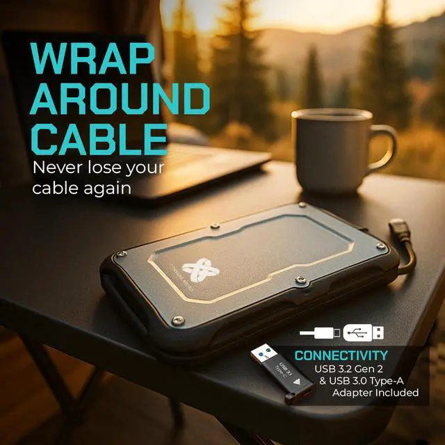 Alt view image 4 of 7 - Titanium Micro 4TB External SSD, Titanium One Up to 500MB/s, Wrap-around USB-C 3.2 Gen 2, Rugged IP66 Water&Drop Resistance, Portable Solid State Drive for Window PC, Mac, PS4, PS5, Xbox