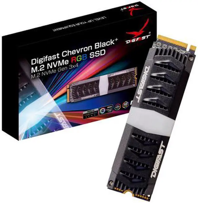 Alt view image 5 of 5 - Digifast Chevron Black+ 1TB M.2 NVMe RGB SSD - Gen3x4 PCIe, M.2 2280, Toshiba BiCS3 NAND