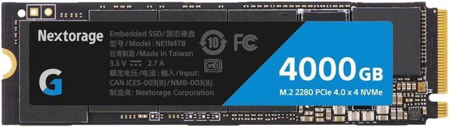Nextorage Japan Internal SSD 4TB for PS5 and PC Storage Expansion M.2 2280  with Heatsink PCIe Gen4.0*4 NVMe 3D TLC NAND NEM-PA4TB/N SYM 3000TBW with