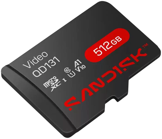 Alt view image 2 of 3 - SANDISK Video microSD cards - 512GB - Read up to 160MB/s Write - up to 18MB/s - SDSDQAS5-512G-M-BP