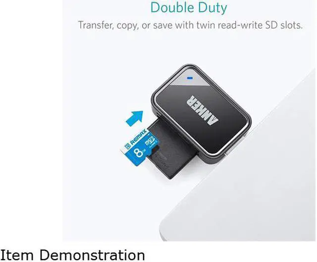 Alt view image 4 of 5 - Anker 2-in-1 USB 3.0 SD Card Reader for SDXC, SDHC, SD, MMC, RS-MMC, Micro SDXC, Micro SD, Micro SDHC Card and UHS-I Cards