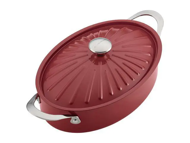 Alt view image 4 of 6 - Rachael Ray 5-qt. Oval Nonstick Cucina Casserole, Cranberry