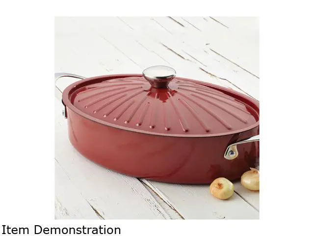 Alt view image 6 of 6 - Rachael Ray 5-qt. Oval Nonstick Cucina Casserole, Cranberry