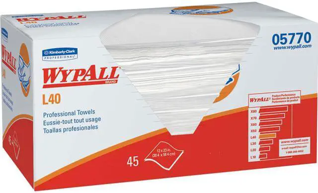 Main image of WypAll L40 Disposable Cleaning and Drying Towels "DRY-UP" Towels (05770), Limited Use Towels, 12" x 23", White, 540 / Case, 12 Packs of 45 Towels