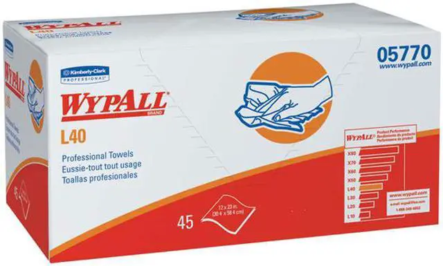 Alt view image 2 of 4 - WypAll L40 Disposable Cleaning and Drying Towels "DRY-UP" Towels (05770), Limited Use Towels, 12" x 23", White, 540 / Case, 12 Packs of 45 Towels
