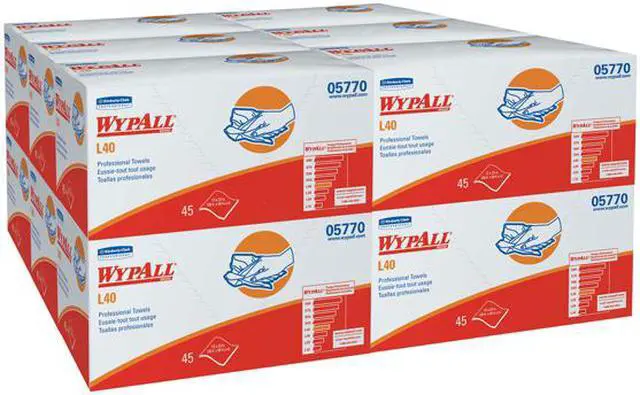 Alt view image 3 of 4 - WypAll L40 Disposable Cleaning and Drying Towels "DRY-UP" Towels (05770), Limited Use Towels, 12" x 23", White, 540 / Case, 12 Packs of 45 Towels