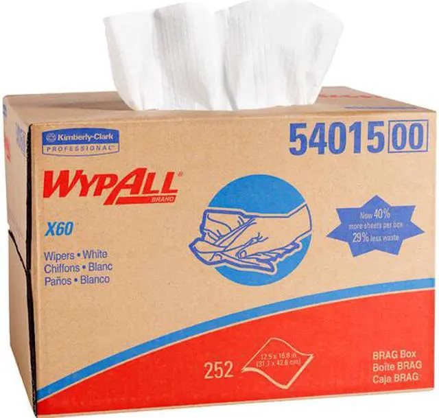 Main image of Wypall X60 Reusable Cloths (54015) in Brag Box, White, 252 Sheets / Box, 1 Box / Case