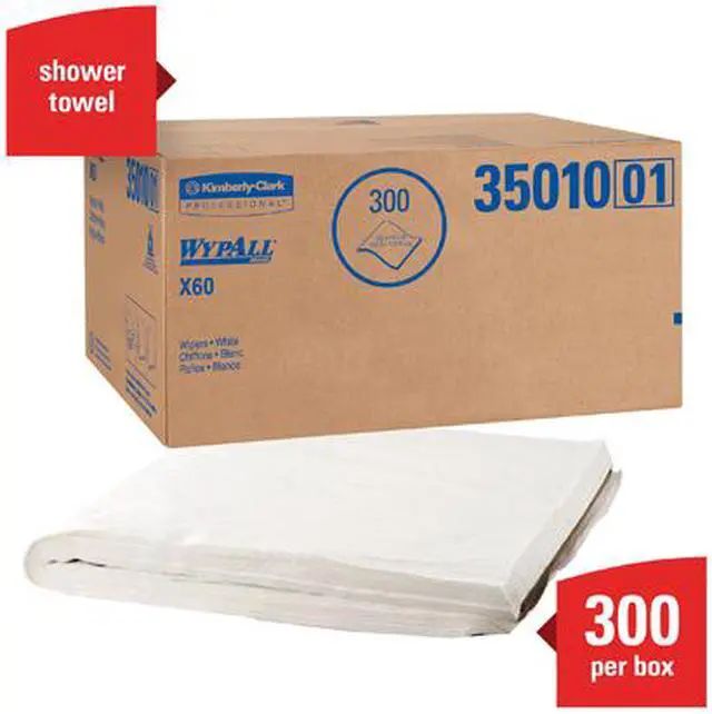 Alt view image 3 of 4 - WypAll X60 Shower Towels (35010) with Hydroknit, 20" x 43.7", White, 100 Sheets / Pack, 3 Packs / Case