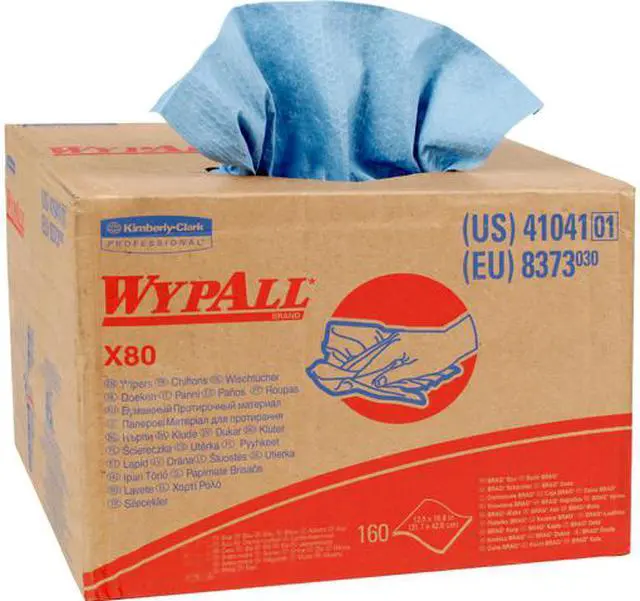 Main image of WypAll X80 Reusable Wipes (41041), Extended Use Cloths BRAG Box Format, Blue, 160 Sheets / Box; 1 Box / Case
