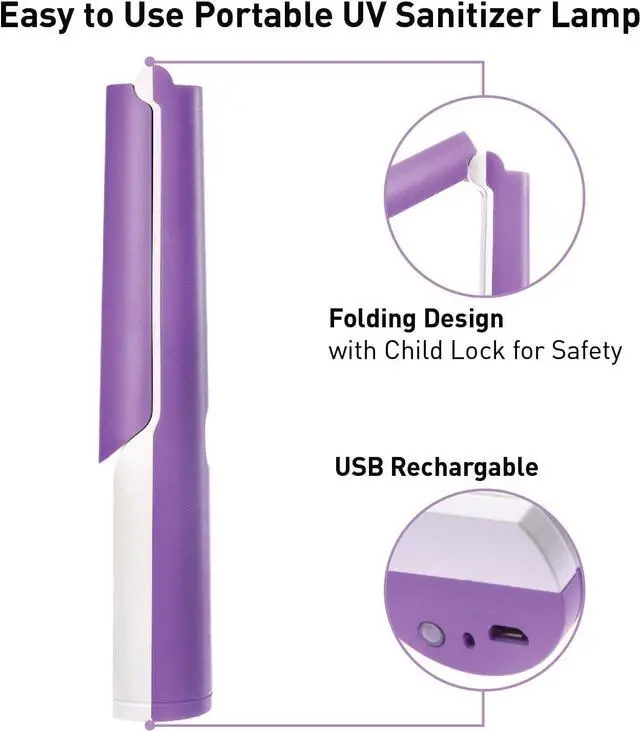 Alt view image 4 of 9 - Compass Home UV Light Sanitizer Lamp, Portable Handheld UVC LED Sterilization Germicidal Sanitizer Light with Child Lock