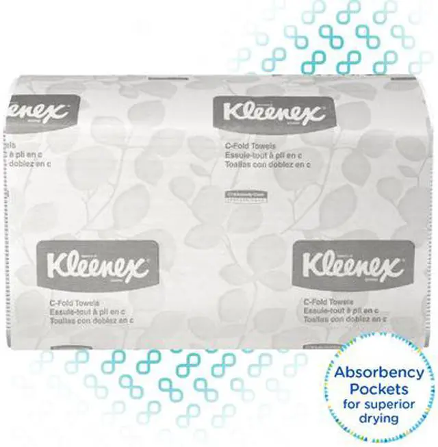 Alt view image 2 of 3 - Kleenex C Fold Paper Towels (88115), Absorbent, White, 16 Packs / Case, 150 C-Fold Towels / Pack, 2,400 Towels / Case