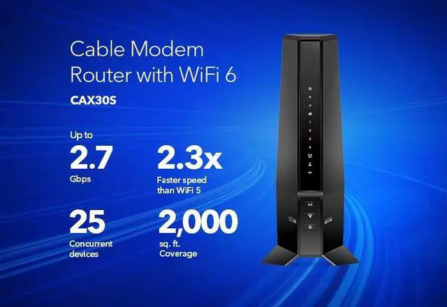 Alt view image 6 of 13 - Netgear Nighthawk DOCSIS 3.1 AX2700 Two-in-One Cable Modem + WiFi Router, 2.7Gbps, CAX30S-100NAS, 90-Day of Netgear Armor included