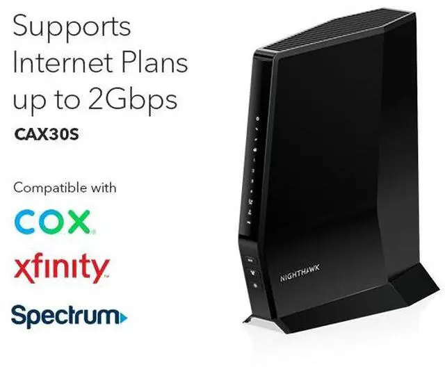 Alt view image 7 of 13 - Netgear Nighthawk DOCSIS 3.1 AX2700 Two-in-One Cable Modem + WiFi Router, 2.7Gbps, CAX30S-100NAS, 90-Day of Netgear Armor included
