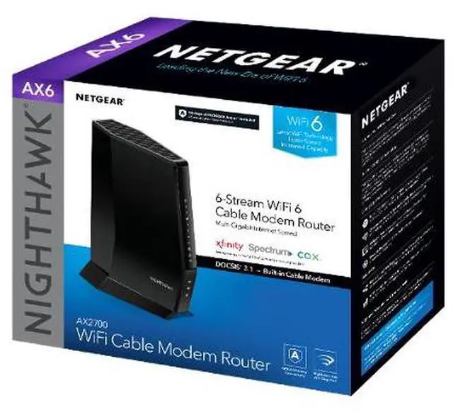 Alt view image 13 of 13 - Netgear Nighthawk DOCSIS 3.1 AX2700 Two-in-One Cable Modem + WiFi Router, 2.7Gbps, CAX30S-100NAS, 90-Day of Netgear Armor included