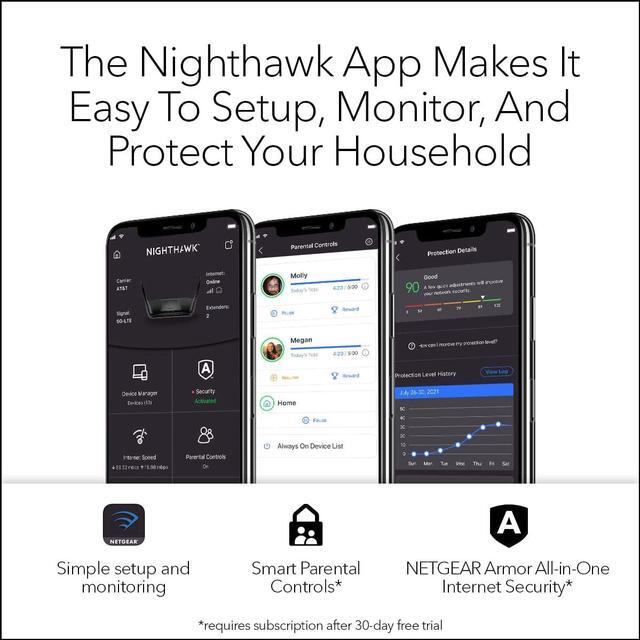 Alt view image 9 of 9 - NETGEAR Nighthawk 8-Stream Tri-Band WiFi 6E Router, 7.8Gbps AXE7800 WiFi Router (RAXE300)